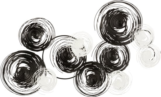 J-Line wanddecoratei Cirkels - metaal - zwart/wit