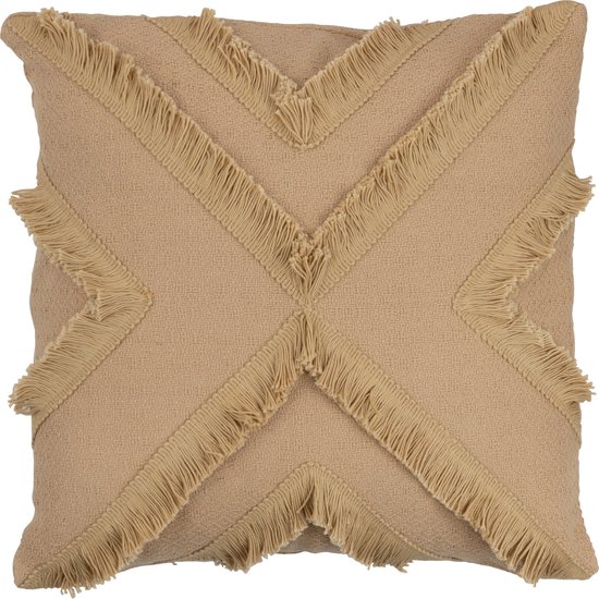 J-Line coussin Croix Carré - polyester - beige