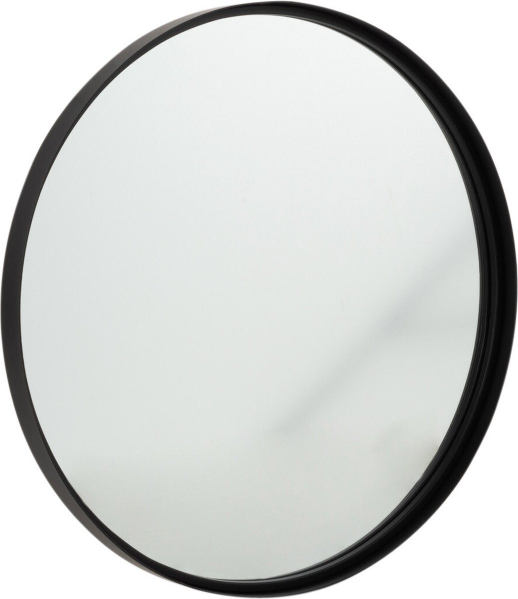 J-Line spiegel Rond Hoge Rand - metaal/glas - zwart - small - Ø 60 cm