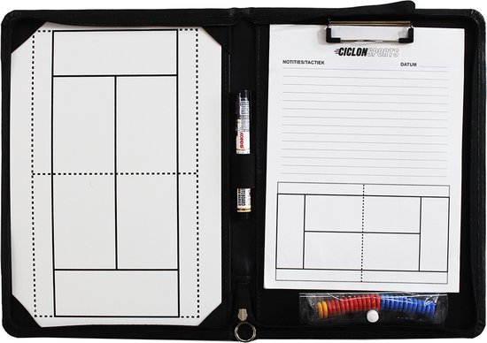 Dossier coach padel / tennis - Dossier tactiques - Dossier entraîneurs - Dossier en cuir avec aimants, bloc-notes et accessoires