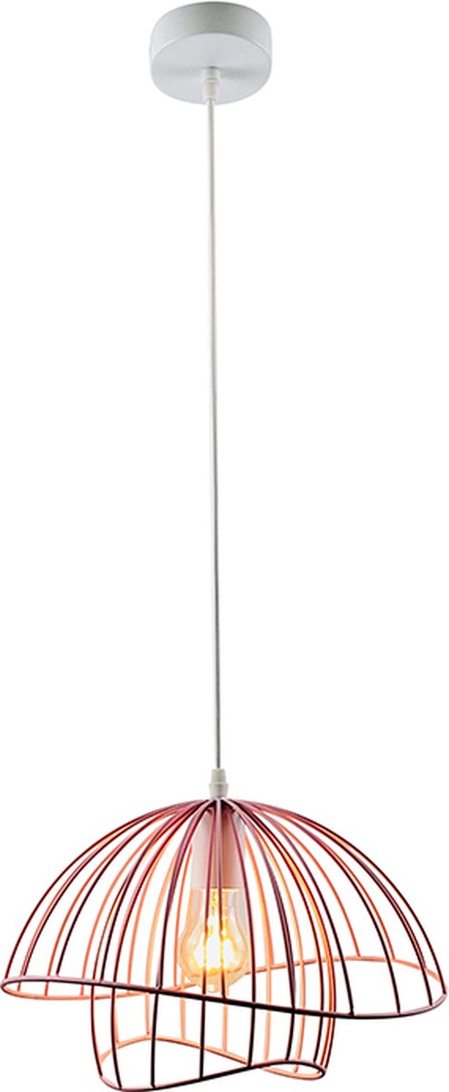 Olucia - JOLIEN - Hanglamp - Roze / Wit - Vorm: Rond