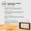 YUGN stekstation vaasjes met 5 tubes, duurzame kwaliteit van glas, hout en touw. Inclusief accessoires.