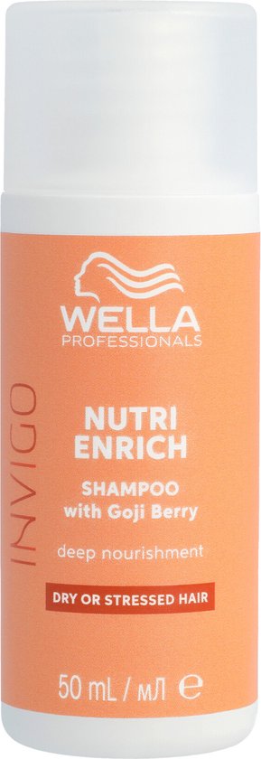 Wella Invigo Nutri Enrich Shampoo flacon 50ml, nutrition intense pour cheveux secs ou stressés.