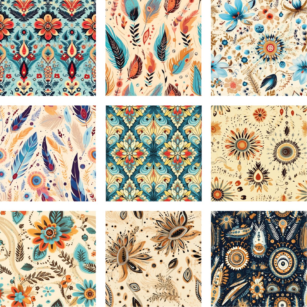 9 stuks 15x15cm tegelstickers bloemen abstract 2 - badkamer, keuken en toilet - zelfkleven