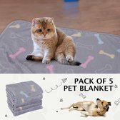 huisdierdeken voor hond of kat, zachte afwerking, zware winterdeken, fleece deken gezellig kattenbed,(60 cm x 40 cm, 5 stuks)
