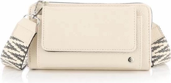 Portemonee met luxe band - Beige - Dames - leer print - 20cm x 11cm