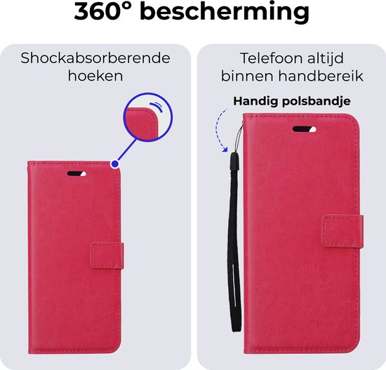 Étui adapté pour Google Pixel 8a Case Book Case Cover Wallet Cover Wallet Case avec 2x protecteur d'écran - Étui adapté pour Google Pixel 8a Case Bookcase Case - Rose foncé