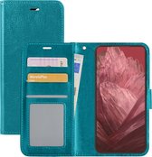 Hoes Geschikt voor Google Pixel 8a Hoesje Book Case Hoes Flip Cover Wallet Bookcase - Turquoise