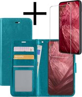 Hoes Geschikt voor Google Pixel 8a Hoesje Book Case Hoes Flip Cover Wallet Bookcase Met Screenprotector - Turquoise