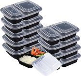 Pak Van 10-2 Compartiment Meal Prep Containers - Food Storage Bakjes Met Luchtdichte Deksels Herbruikbare - Stapelbare BPA-vrije Magnetron, Vriezer en Vaatwasserbestendig