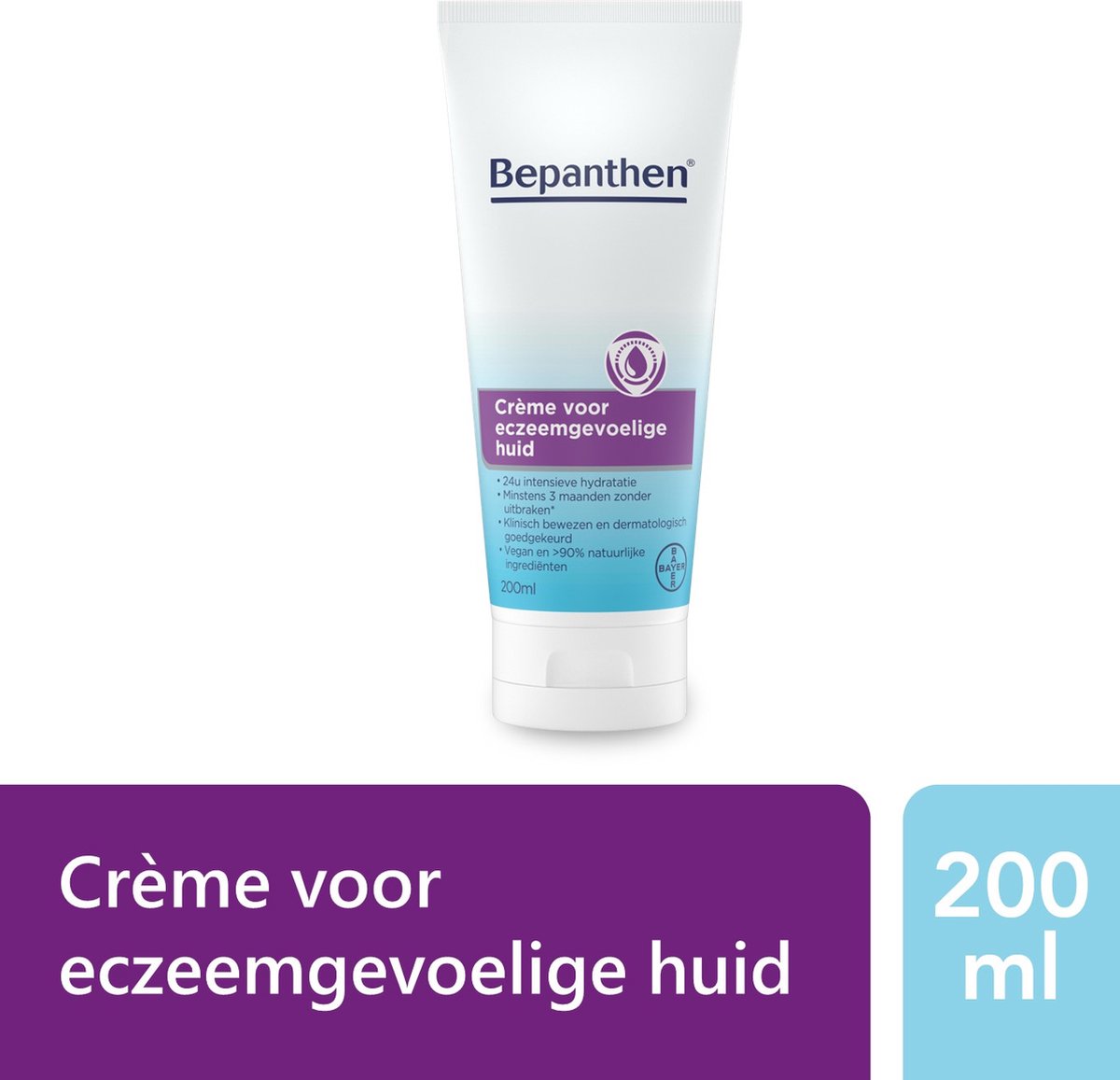 Bepanthen Crème voor eczeemgevoelige huid voor dagelijkse intensieve hydratatie, 200 ml - Bepanthen