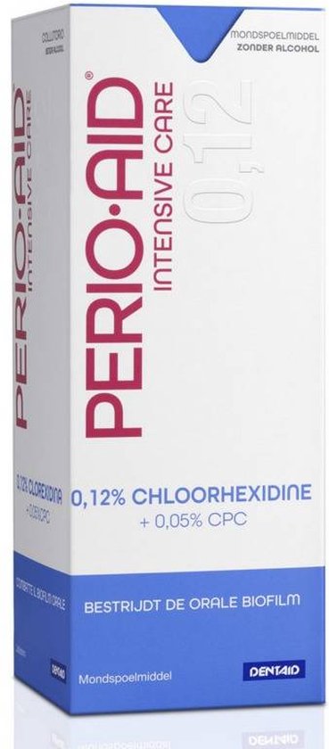 Perio-Aid Intensive Care mondspoelmiddel zonder alcohol met 0,12% chloorhexidine.