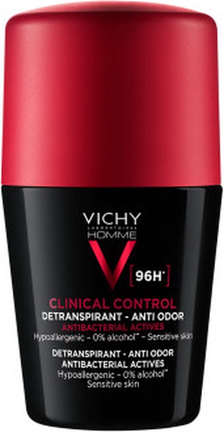 Foto: Vichy homme deodorant clinical control 96u 50ml tegen overmatige transpiratie roller 50ml ook voor een gevoelige huid