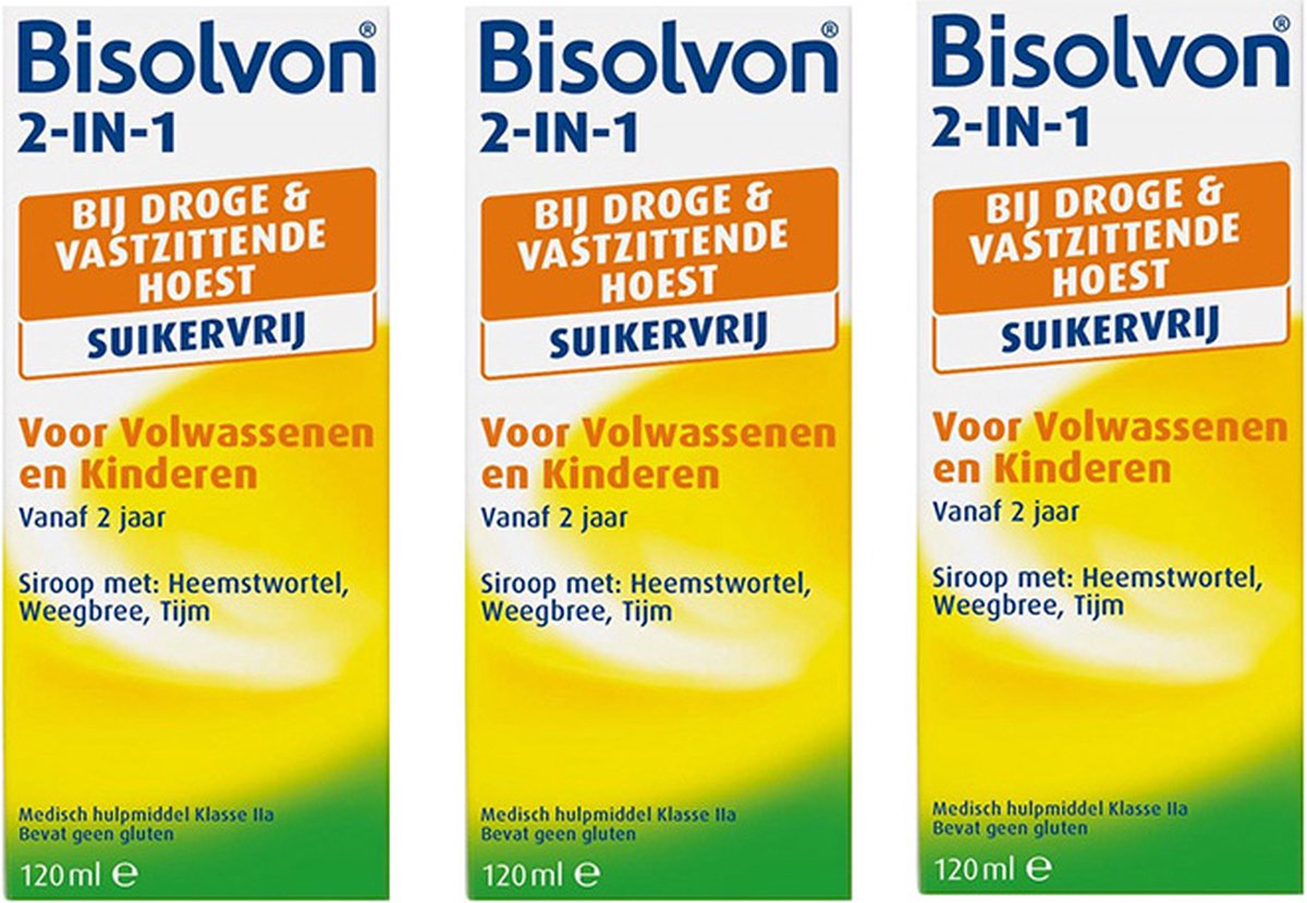 Bisolvon 2-in-1 Drank Suikervrij 3x120ml - Bisolvon