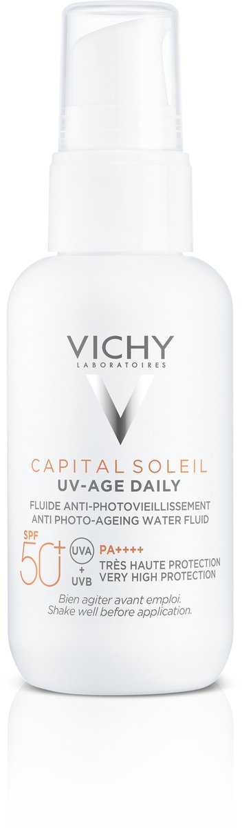 Goedkoopste Vichy Capital Soleil UV-Age Daily SPF50 - Zonnefluide Dagelijkse Bescherming - Gezicht - Niacinamide (Vitamine B3) en Peptiden - 40ml