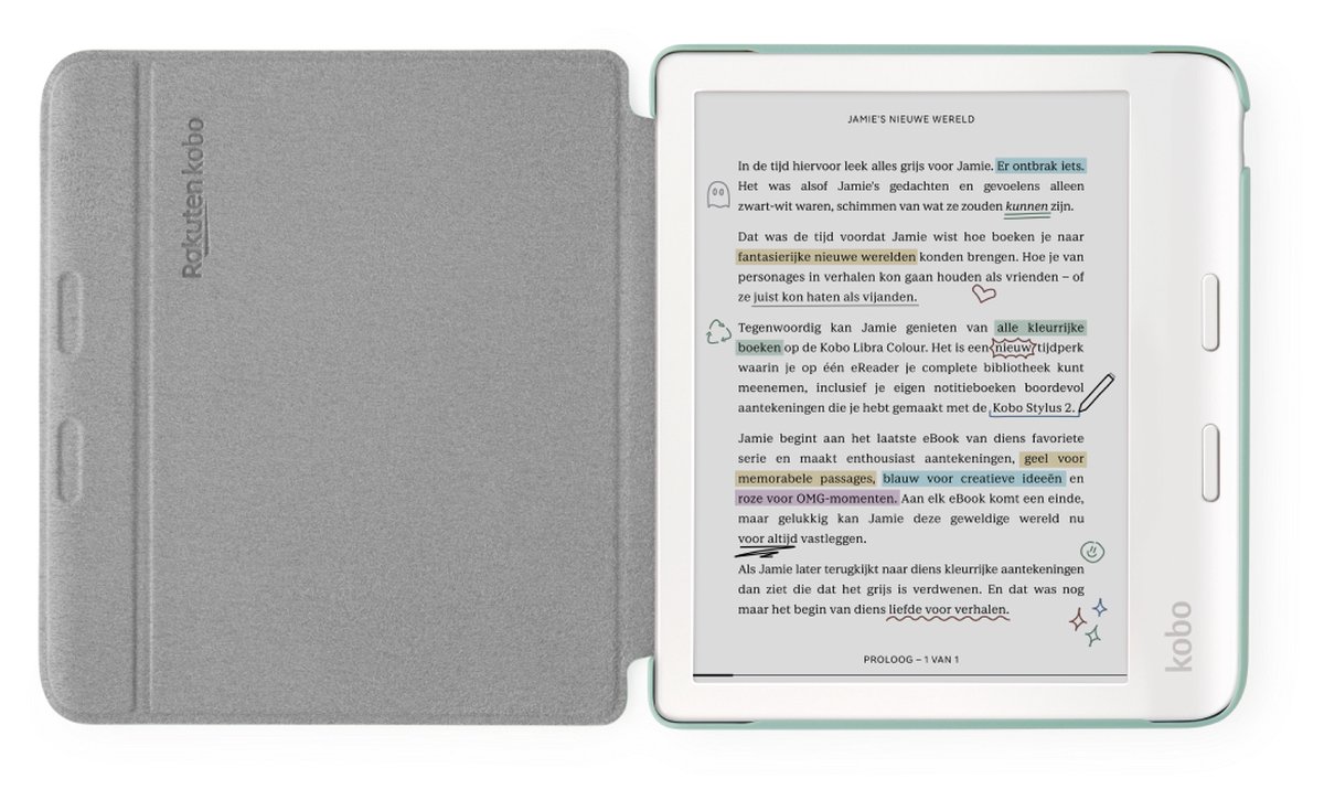 Kobo Libra Colour Hoes voor eReader - Basic SleepCover - Groen - Slaapfunctie – foto 2