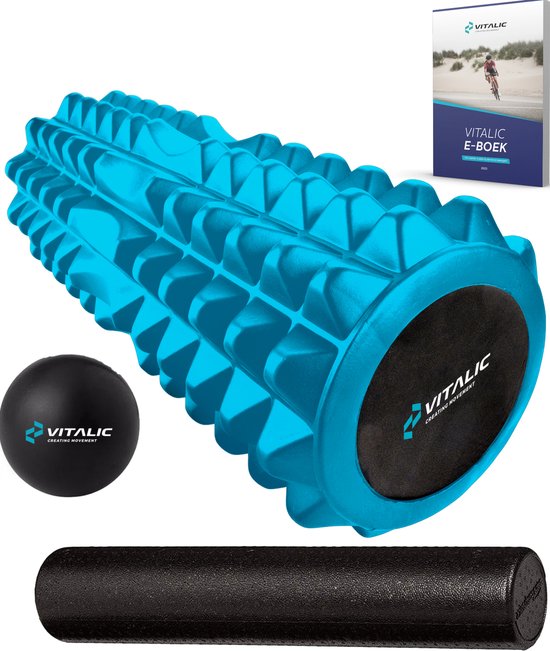 Premium Foam Roller met 4 weken durend ONLINE trainingsschema - Massage fitness roller set zacht- Trigger point rollers met Massagebal | Vitalic - VITALIC