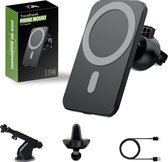 Travelhawk Magsafe Phone Holder Car - Convient pour iPhone 11/12/13/14/15 - Chargeur sans fil - Supports de téléphone - Magnétique - Tableau de bord - Zwart