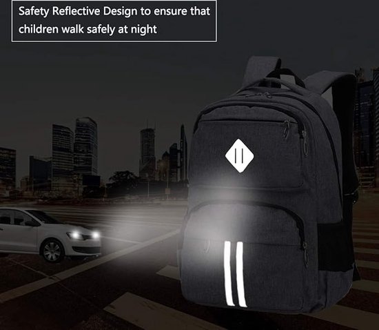 HOPYOCK Schooltas – Waterdicht Oxford Doek, Reflecterend, Met Meerdere Vakken, Lichtgewicht (0,7 Kg), Voor Jongens & Meisjes 5-11 Jaar – Back To School