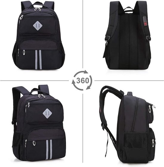 HOPYOCK-Schooltassen voor Jongens Meisjes Kinderen,Unisex Kinderrugzakken met Meerdere zakken en Nachtreflectie,Lagere School-/Middelbare Schoolrugzak Boekentassen Blauw