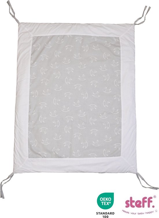 Steff - Parktapijt - Boxkleed - omkeerbaar - 95x75 cm - print schommelpaardjes - OEKO-tex standard 100