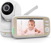 Vulpes Goods® Babycare - Babyfoon met Camera - Babymonitor met Camera en VOX - 5 inch FULL HD Scherm - Op afstand bestuurbaar - Baby Camera - Babyfoons met Geluidsdetectie - Nightvision - Bestverkocht - PRO Versie - Wit