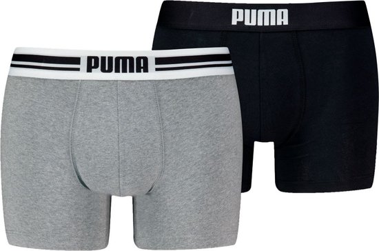 Puma Boxershorts Everyday Placed Logo - 2 pack - Grey Melange / Black - Maat M