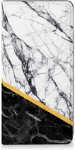 GSM Hoesje Geschikt voor Samsung Galaxy S24 Mobiel Case Marble White Black