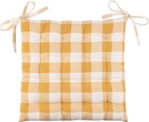 Mistral Home - Coussin de chaise - 100% coton - Avec rubans - Carreaux jaune et blanc