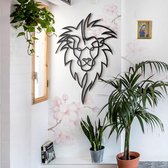 Hoagard - Dieren Muurdecoratie | Leeuwen Hoofd - Lion King | 45 x 66 cm | Zwart | Metal | Africa & Safari Style | Unique Wall Art