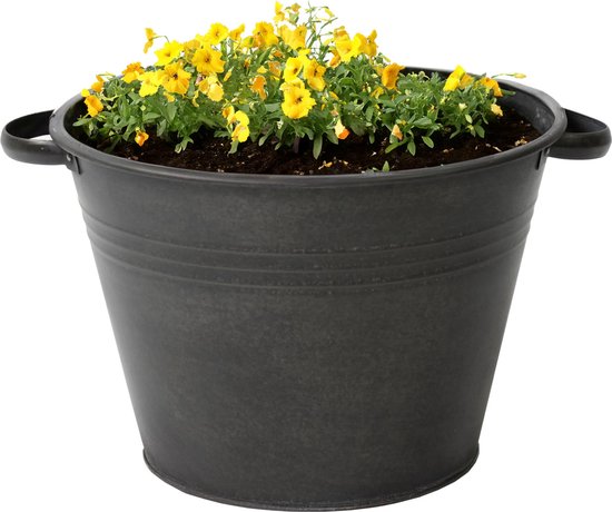 Foto: Mega collections plantenpot bloempot farmer zink zwart d31 x h21 cm