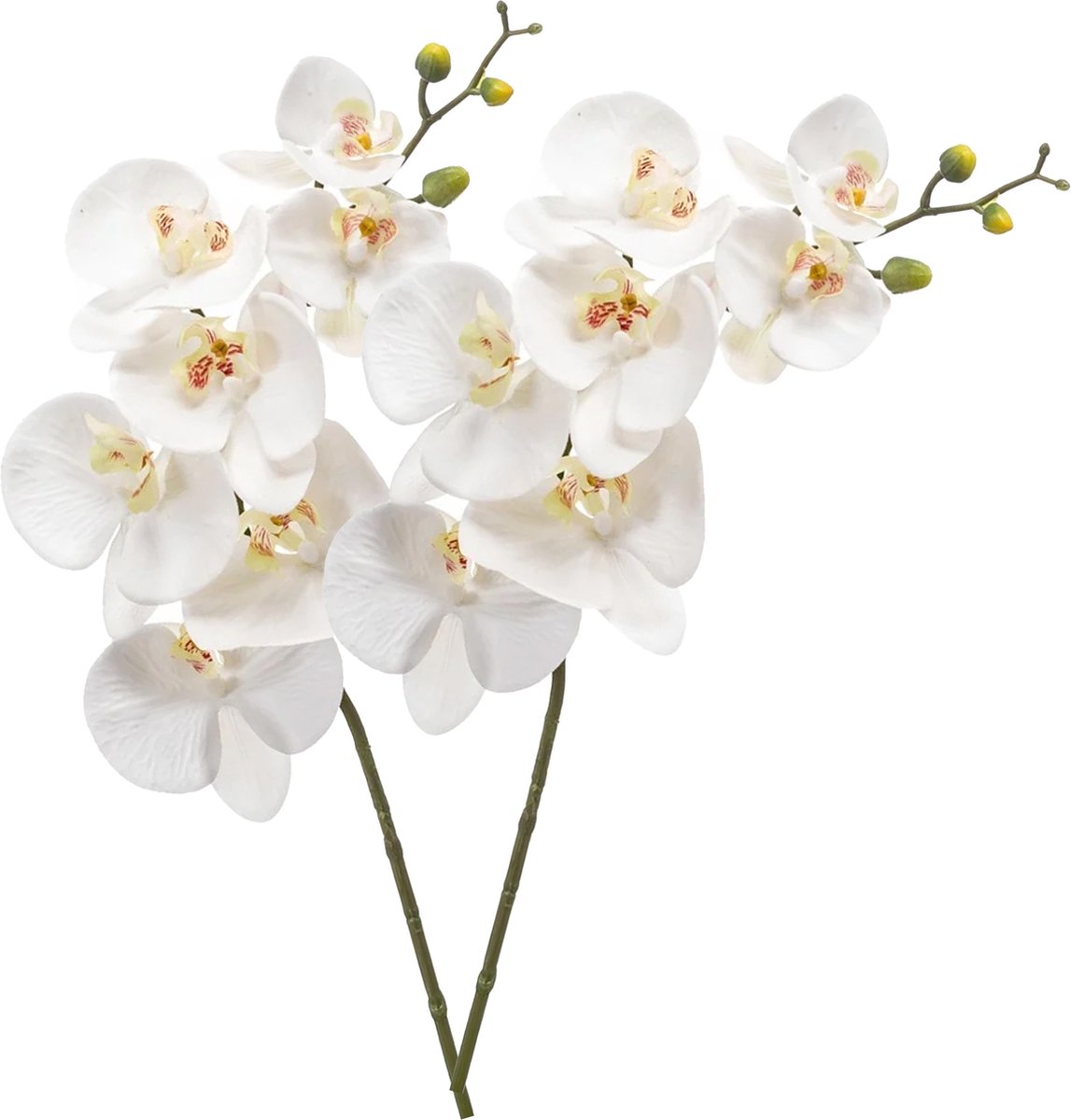 Emerald Kunstbloem Orchidee - 2x - 83 cm - wit - losse tak - kunst zijdebloem - Phalaenopsis