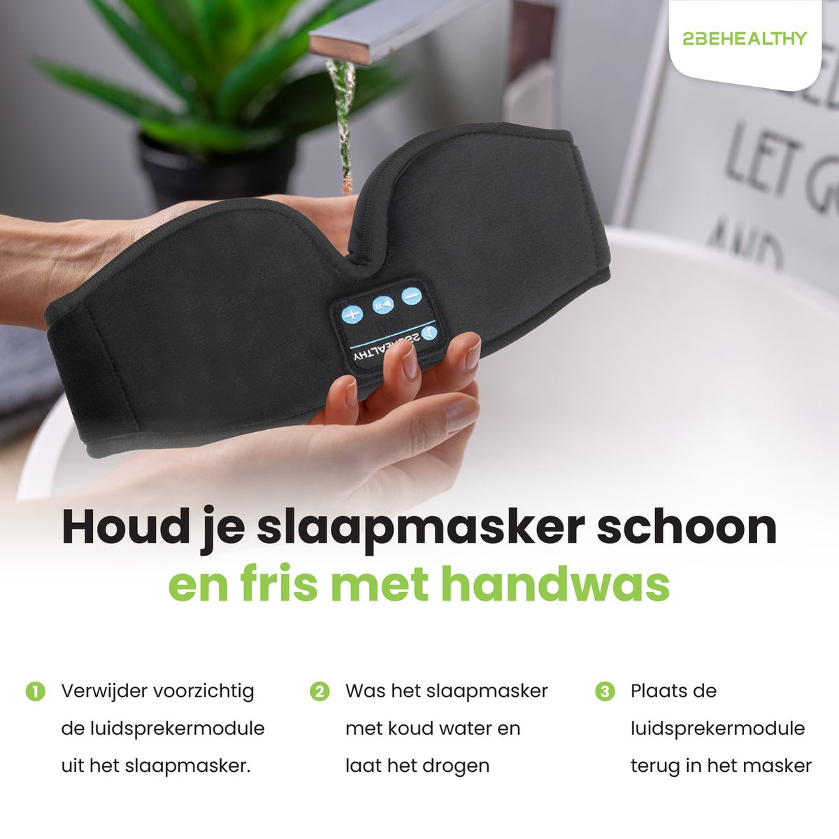 2BEHEALTHY Slaapmasker met Bluetooth - 100% Verduisterend - Met Opbergzakje - Oogmasker - Slaap Masker - Slaapmasker Mannen - Slaapmasker Vrouwen - Eye Mask - Sleeping Mask — afbeelding 6