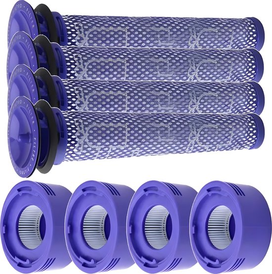 4x Set HEPA Pre- & Post Filter geschikt voor Dyson V7 en V8 96747801 Accessoires Vervanging