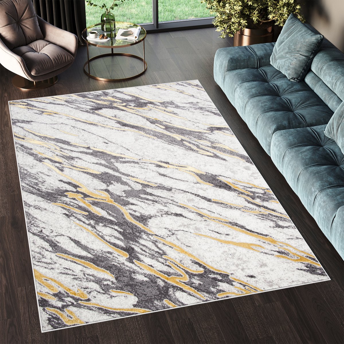 Tapiso Shine Vloerkleed Modern Abstract Woonkamer Tapijt Maat- 120x170 Grijs