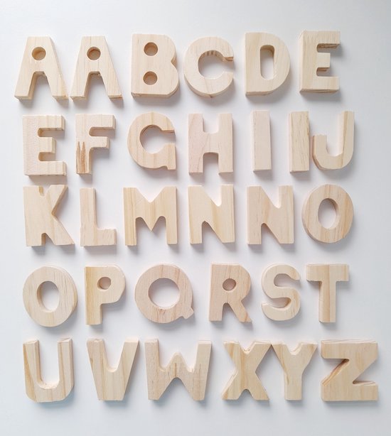 Alfabet hout - houten letters - 30 stuks - doorsnede 5 cm - knutselen - naambord maken