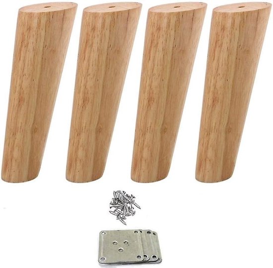 Prima Online 4x houten poten, meubelpoten, bankpoten, beukenhout, schuin, lengte 20cm, schoon oppervlak