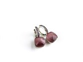 Zilveren oorringen oorbellen model pomellato gezet met oud roze steen