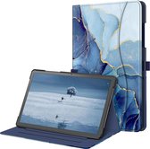 Geschikt voor Samsung Galaxy Tab A9 Plus - Auto Sleep/Wake-functie - Documentenvak - Book Case Hoesje - Ocean Marmer
