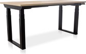 Zit-sta bureau elektrisch verstelbaar - MRC PRO SOLID NEN-EN 527 | 140 x 80 cm | frame zwart - blad robuust eiken | memory functie met USB | 200kg draagvermogen