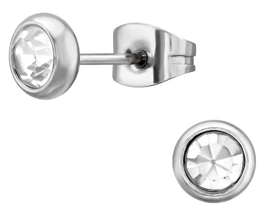 CS Joy - oorbellen - Chirurgisch staal - 6.5 mm - oorknoppen - zirkonia