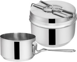 Camping Kookgerei Kit Edelstaal 1,5 l, 900 ml 3 delig - Outdoor Servies Set - Wandelen - Scouting - Militaire Kookset