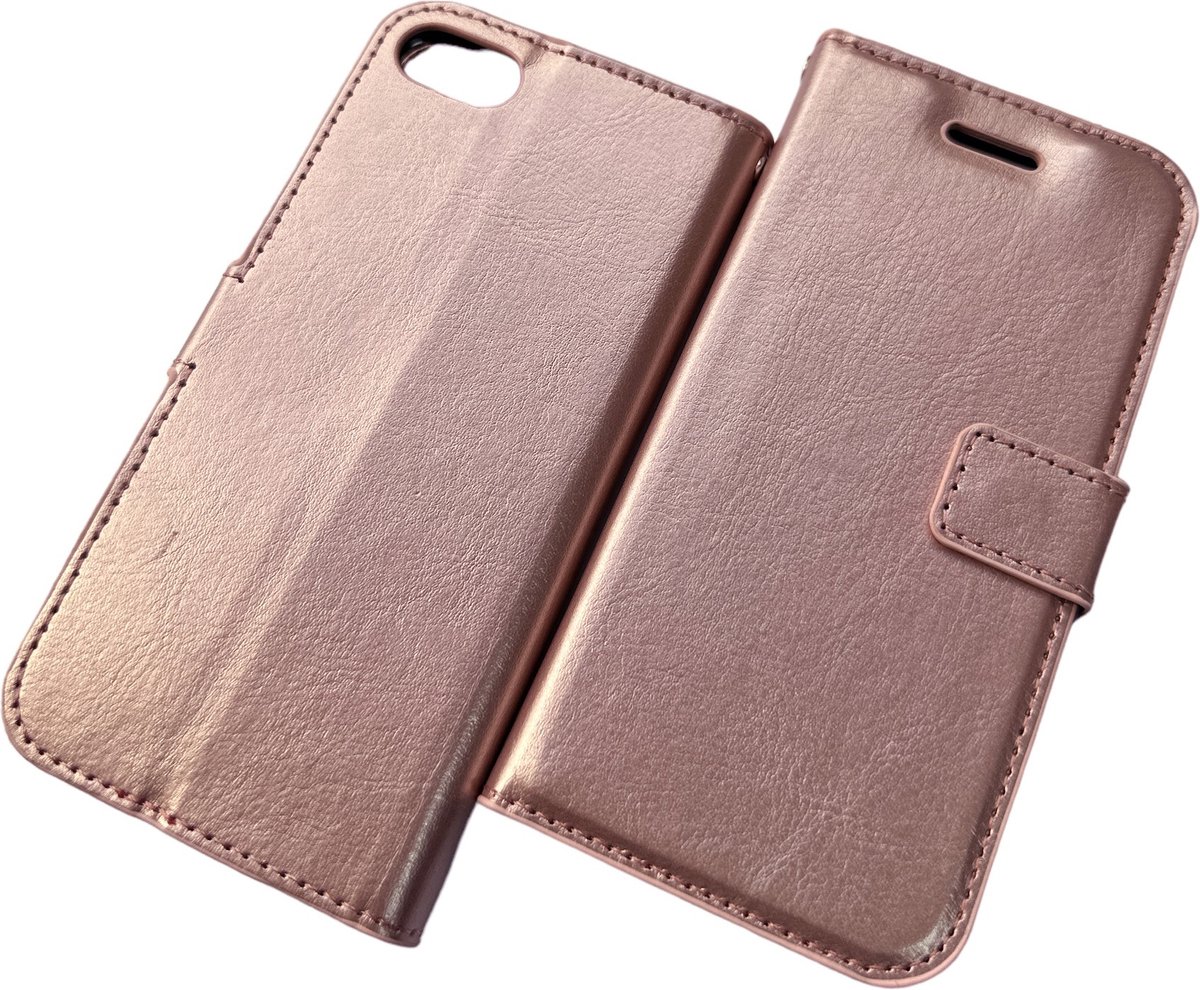 Bookcase Geschikt voor: iPhone 7 Plus / 8 Plus - Rose Goud - portemonnee hoesje