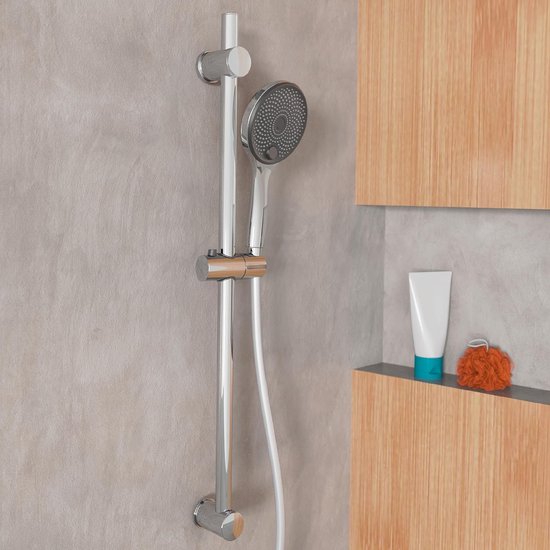 EISL DX5082CSB STORM douchestangset, doucheset met douchestang 70 cm, douchekop met slang en houder, douchekop met 8 functies, douchestang met douche, chroom