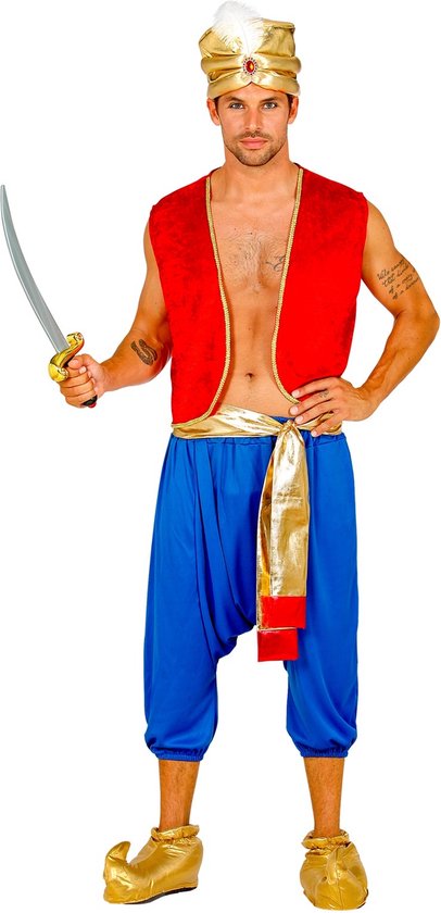Aladdin kostuum blauw rood