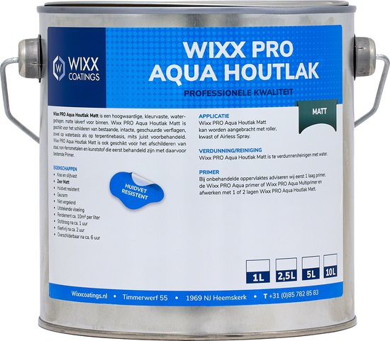 Wixx PRO Aqua Houtlak Matt - 10L - RAL 9005 | Gitzwart