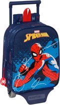 Schoolrugzak met Wielen Spider-Man Neon Marineblauw 22 x 27 x 10 cm