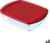 Boîte à lunch rectangulaire avec couvercle Pyrex Cook & Store Rectangulaire 2,5 L Glas Rouge (5 Pièces)
