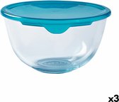 Boîte à Lunch Ronde avec Couvercle Pyrex Cook & Store 16 x 16 x 10 cm Blauw 1 L Glas Siliconen (3 Pièces)