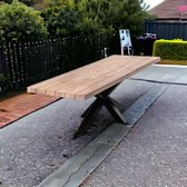 Tuintafel Douglas 180 x 90 cm - Stalen Matrix poot + Tijdelijk Gratis Onderhoudspakket - inclusief montage